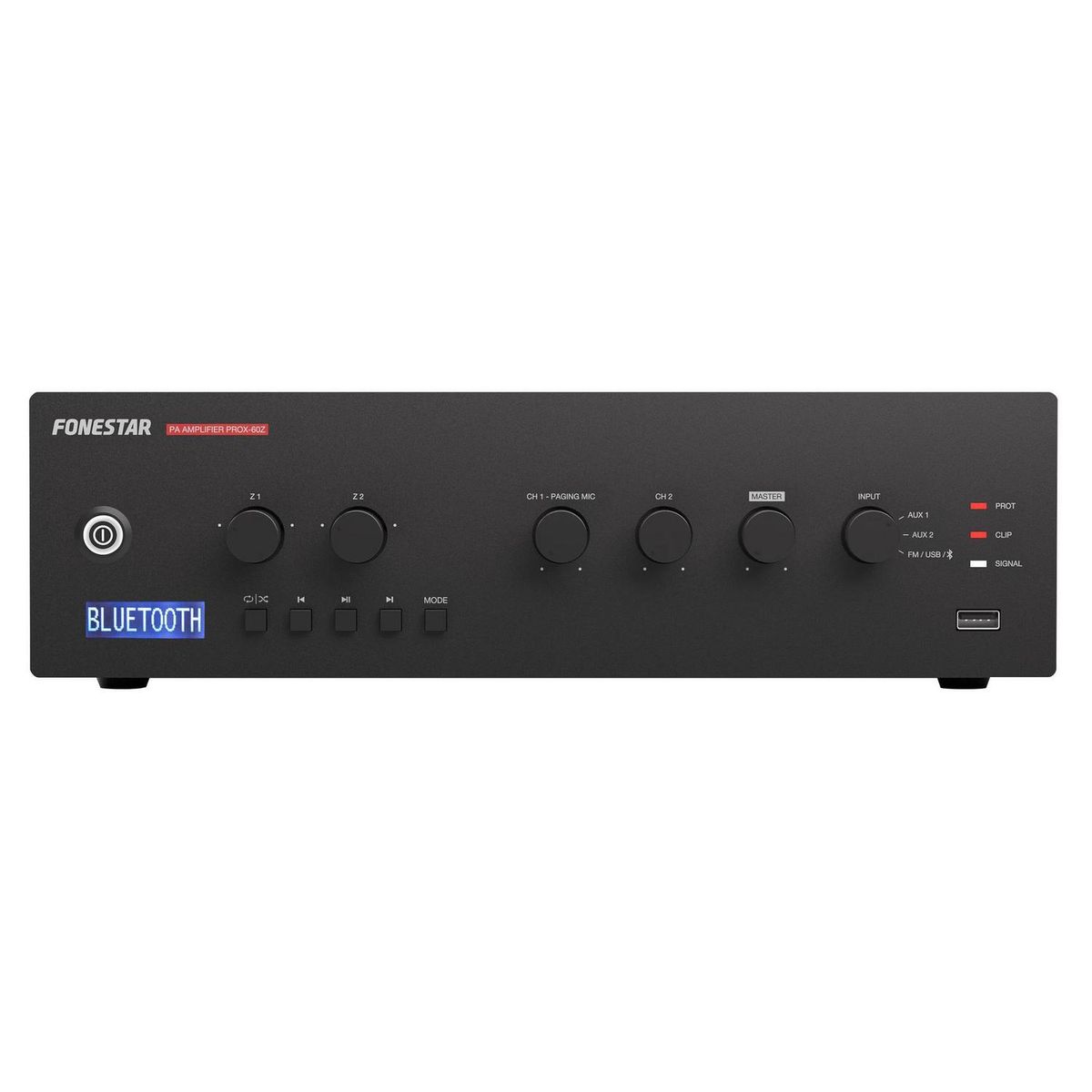 FONESTAR - Amplificador 60W megafonía multizona bluetooth USB FM PROX-60Z