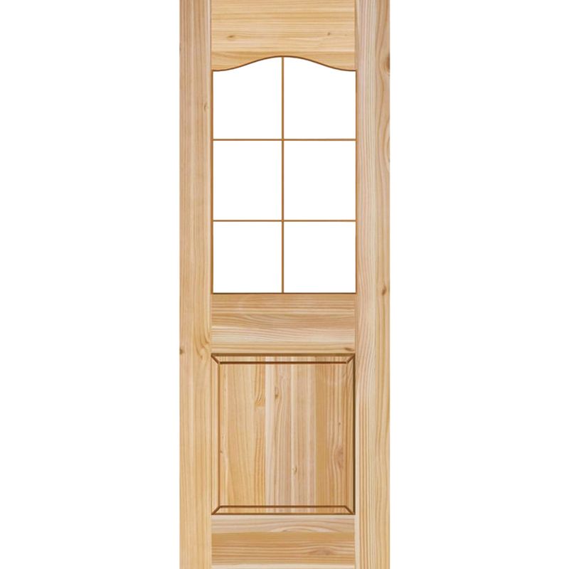 HOLZTEK - Puerta Exterior Madera pino oregón 80x200 cm Modelo 103 Natural
