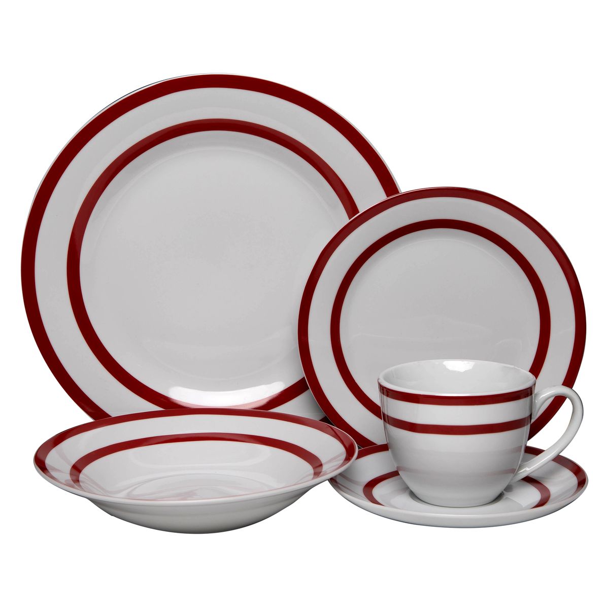 DORAL - Juego de Vajilla 30 Piezas Porcelana Royal Rojo