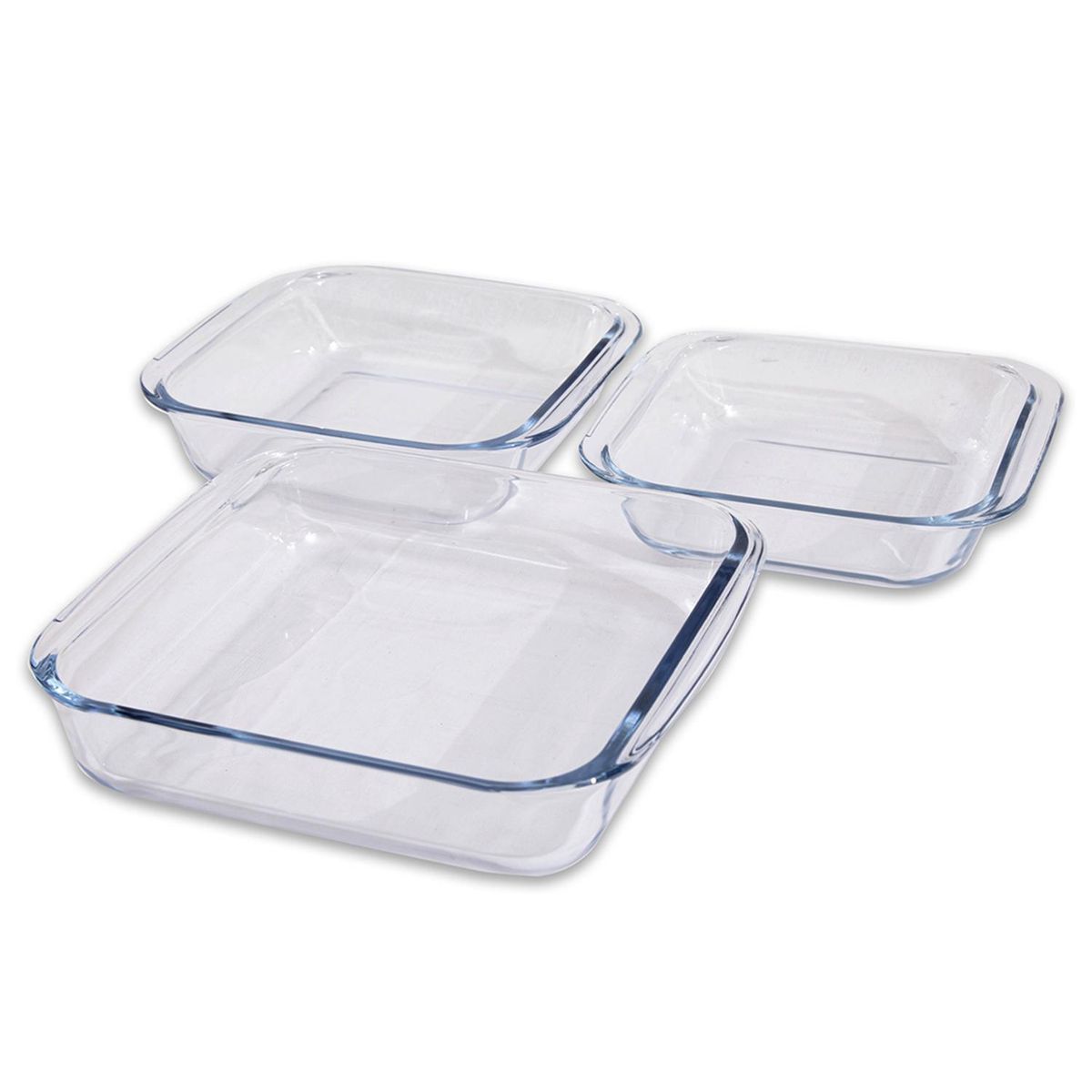 DORAL - Set 3 fuentes sevilla vidrio cuadradas