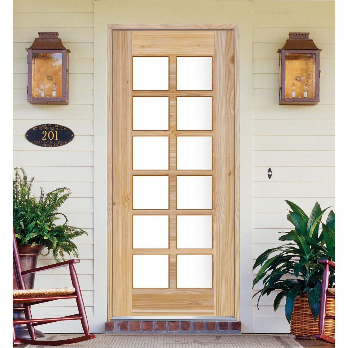 HOLZTEK - Puerta Exterior Madera pino oregón 100x210 cm Modelo 137 Natural