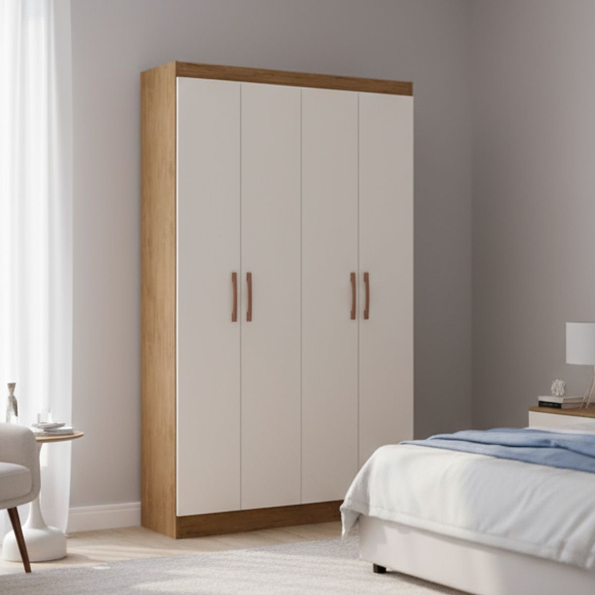 HOGA - Armario 4 Puerta(s) 8 Repisa(s) 92x175x32 cm Canela