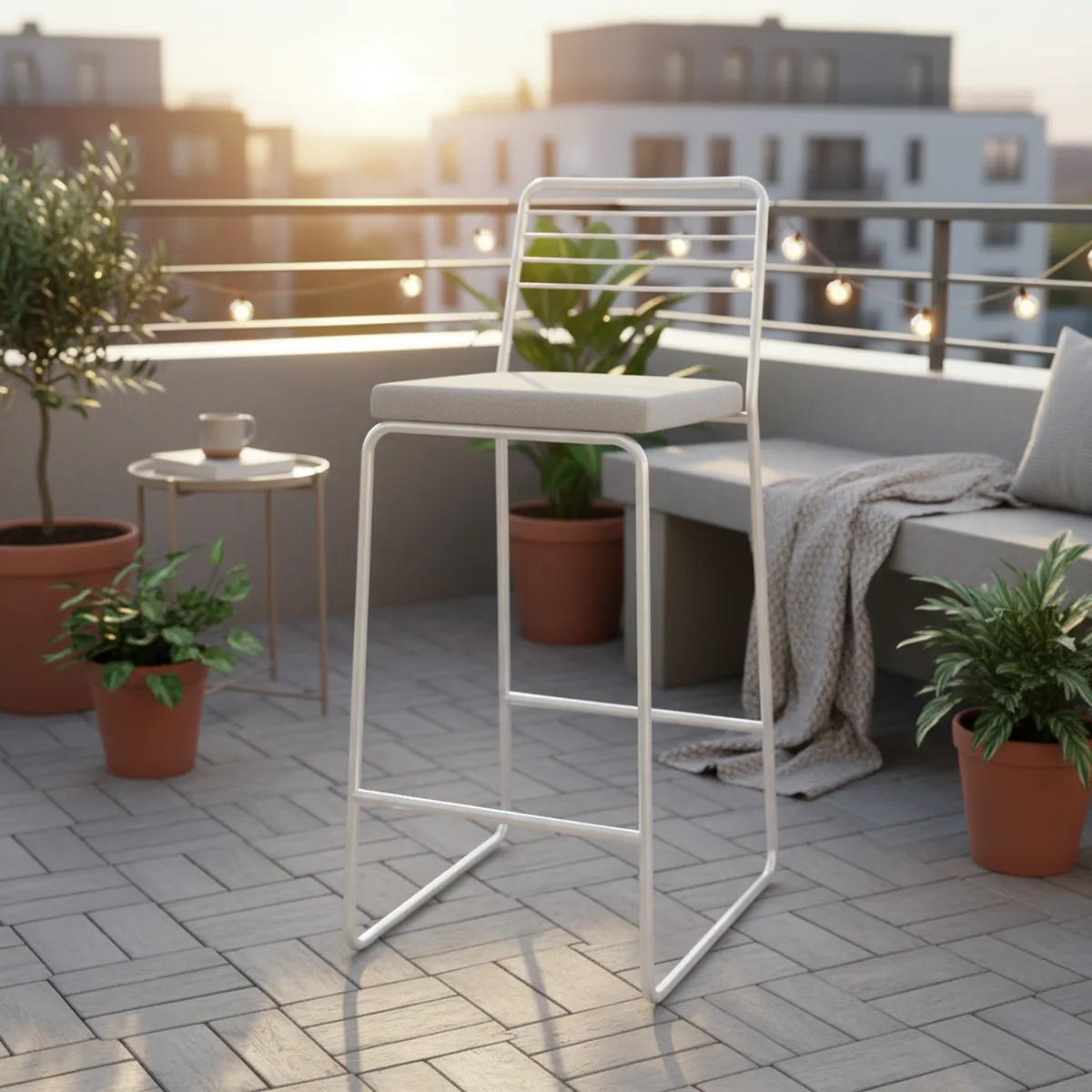 HOGA - Taburete Hudson Blanco 103x44x59 cm