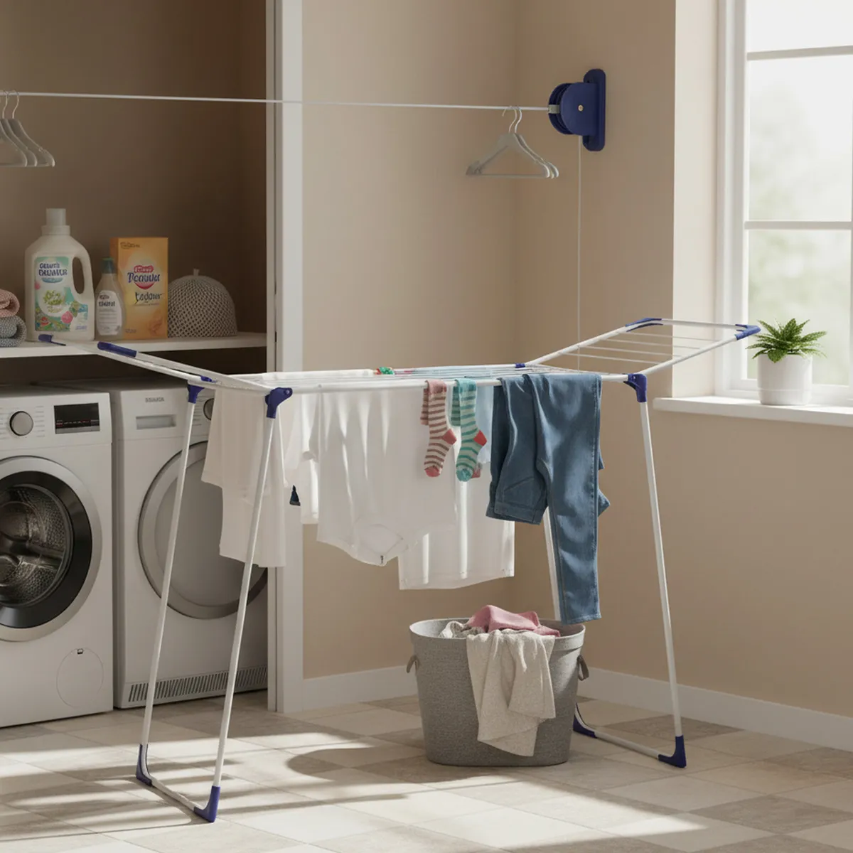 LEIFHEIT - Tendedero de Ropa con Alas Classic Plegable Metal 18 m Blanco