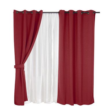 Set Cortina Jqd 8 Piezas Argolla 140x220 cm Rojo Valdivia
