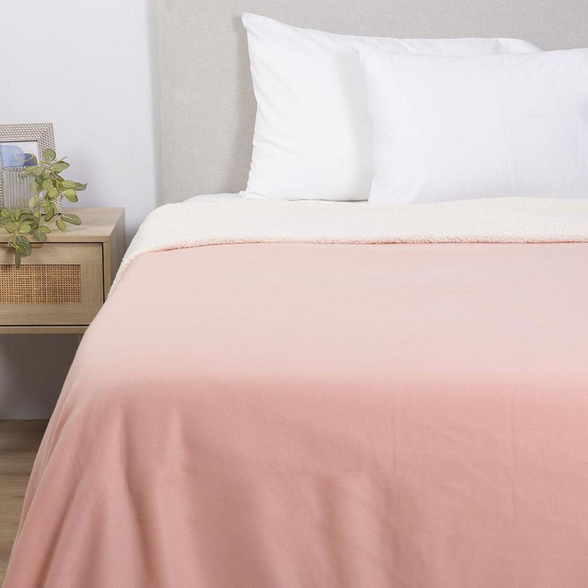 SOHOME - Frazada Polar Sherpa Lisa 2 plazas Coral