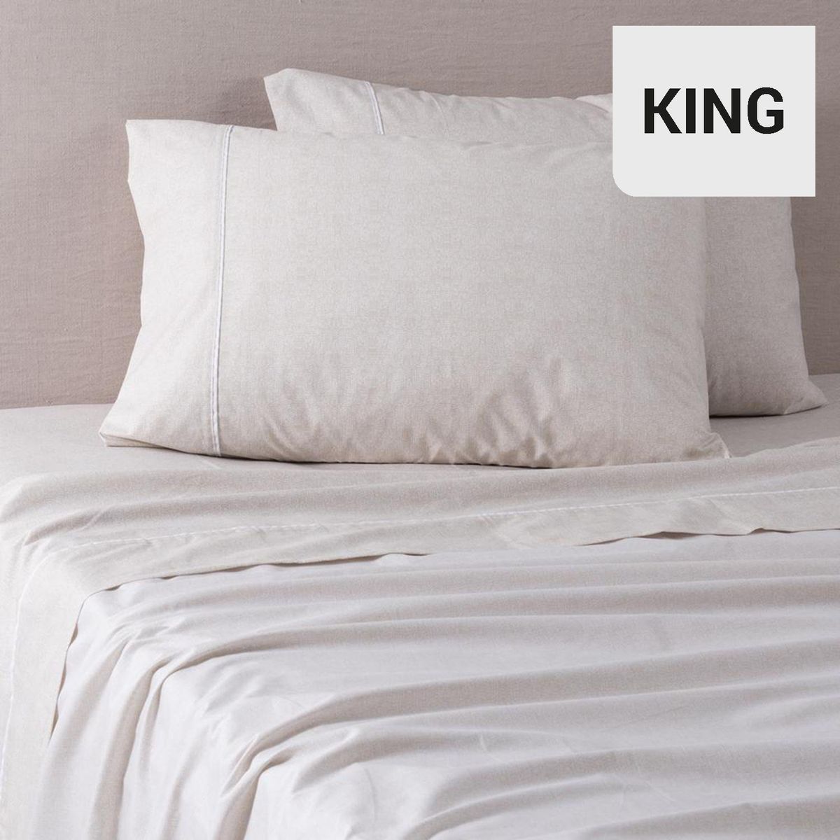 MASHINI - Sábana Refined King 180 Hilos Beige
