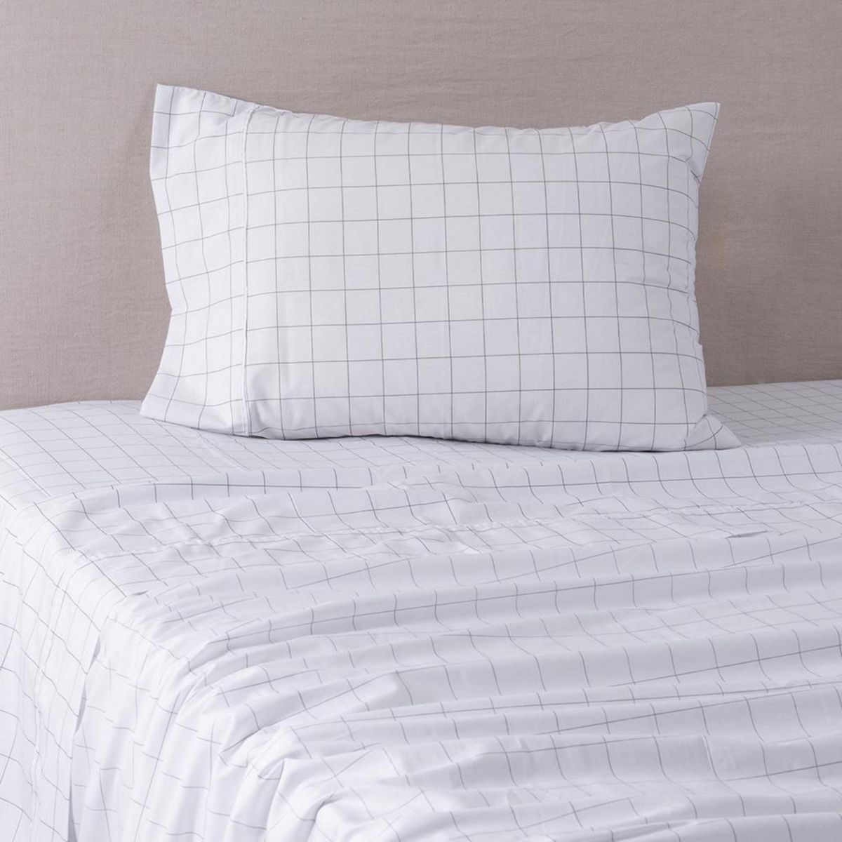 MASHINI - Sábana Blanc 1.5 plazas 180 Hilos Blanco/ Marengo