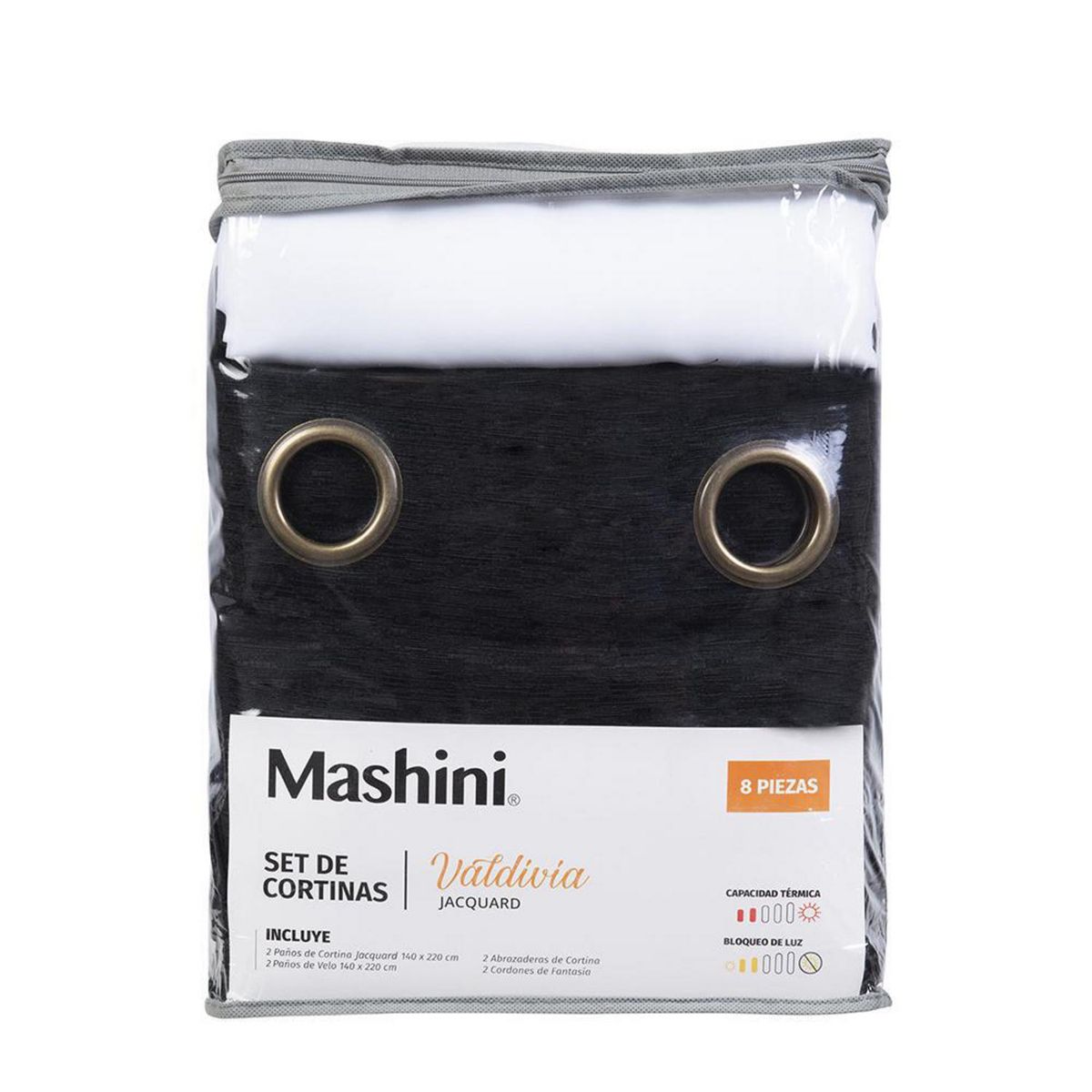 MASHINI - Set Cortina Jqd 8 Piezas Argolla 140x220 cm Valdivia