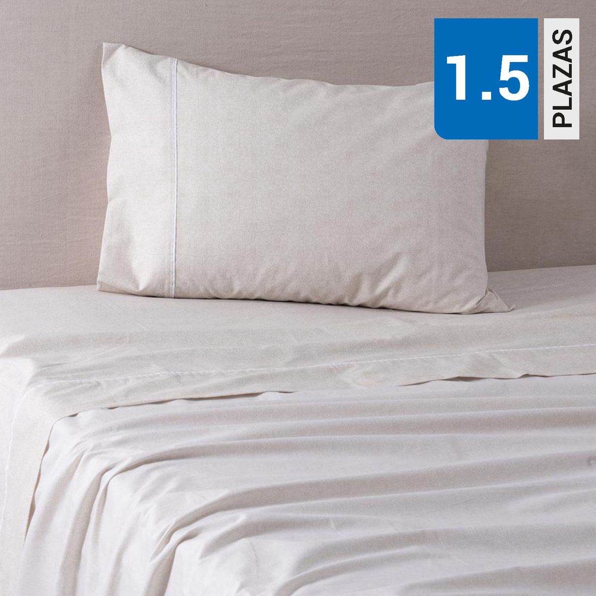 MASHINI - Sábana Refined 1.5 plazas 180 Hilos Beige