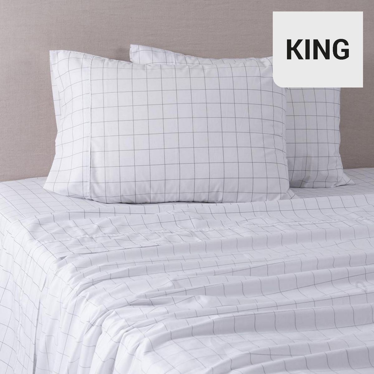 MASHINI - Sábana Blanc King 180 Hilos Blanco/ Marengo