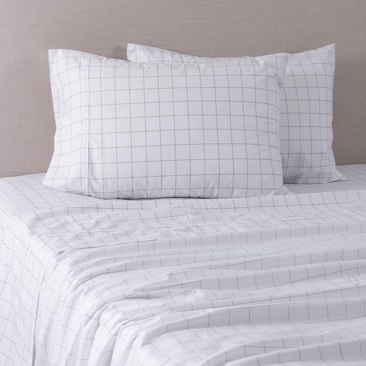 MASHINI - Sábana Blanc King 180 Hilos Blanco/ Marengo