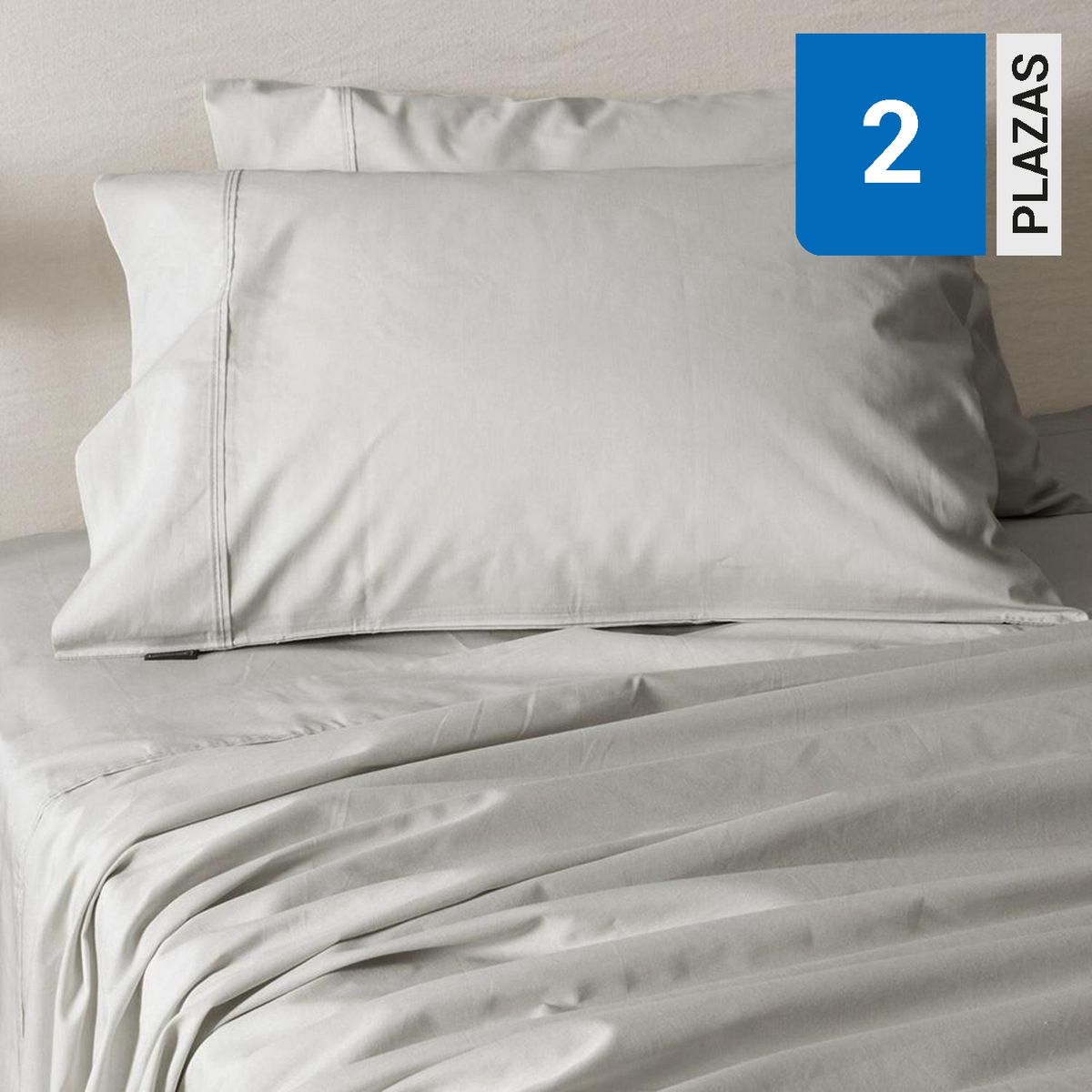 MASHINI - Sábana Liso 2 plazas 180 Hilos Gris