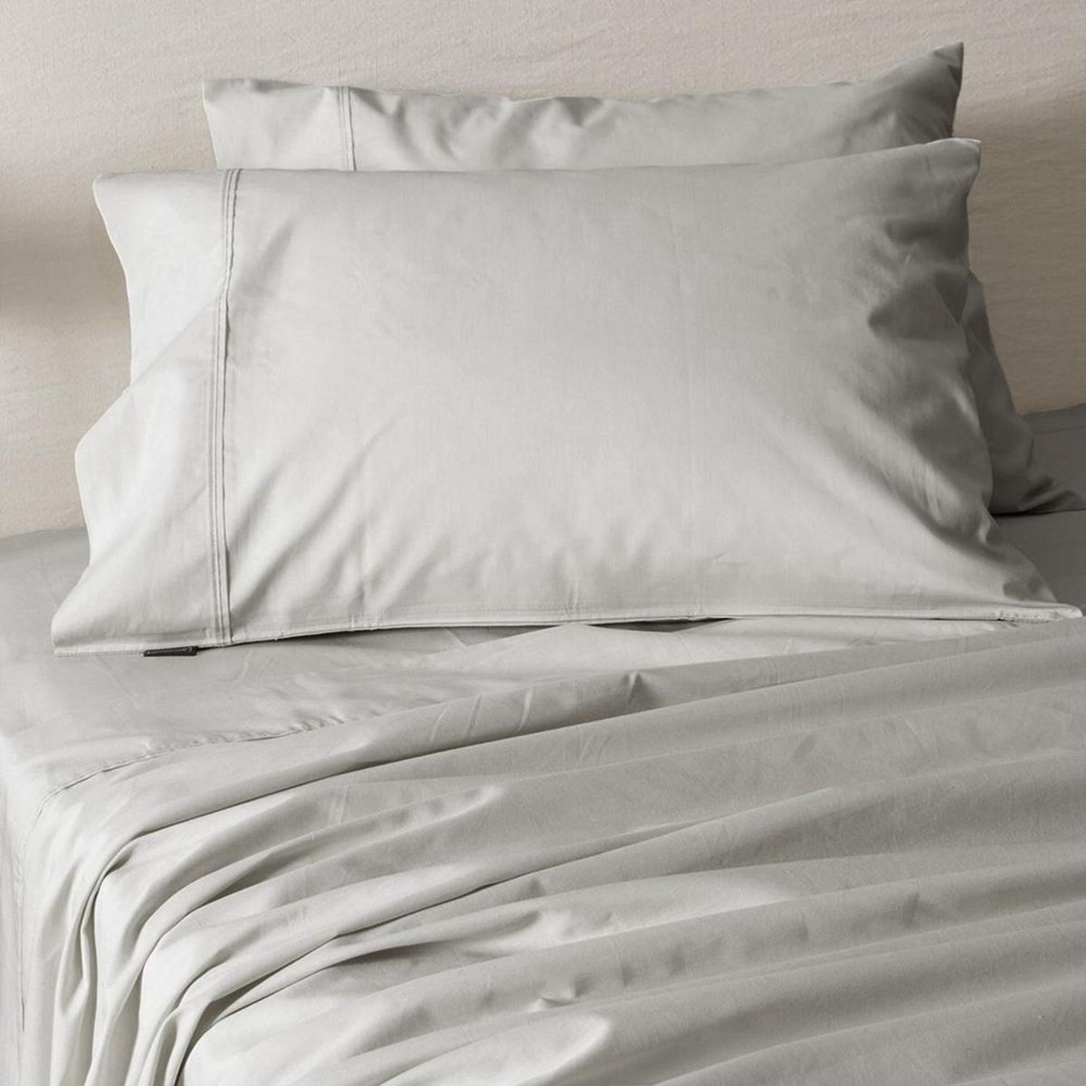 MASHINI - Sábana Liso 2 plazas 180 Hilos Gris