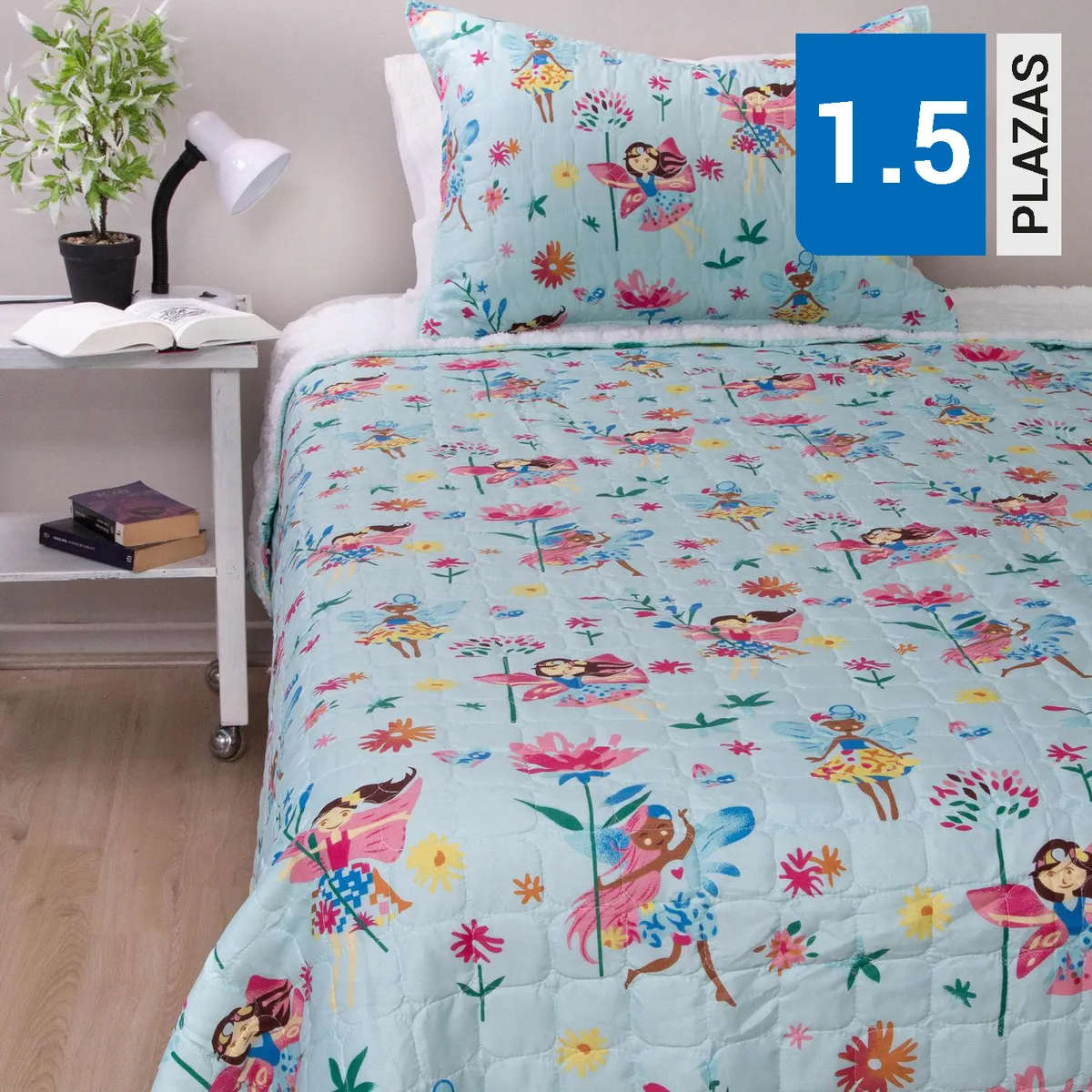 DORAL - Quilt Hadas Estampado 1.5 plazas