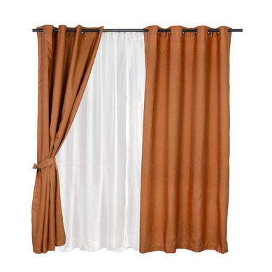 Set Cortina 8 Piezas Argolla 140x220 cm Ladrillo Pucn