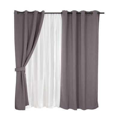 Set Cortina Jqd 8 Piezas Argolla 140x220 cm Taupe Valdivia