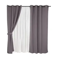 MASHINI - Set Cortina Jqd 8 Piezas Argolla 140x220 cm Taupe Valdivia