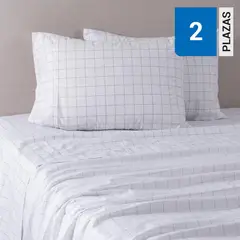MASHINI - Sábana Estampada 180H 2 Plazas Blanc Marengo