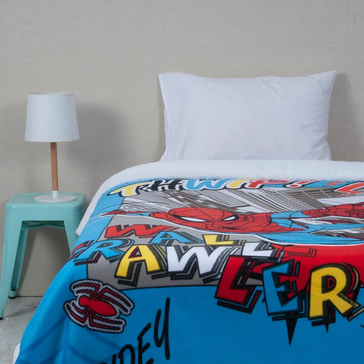 DISNEY - Frazada Polar Sherpa Spiderman Wall Infantil Diseño