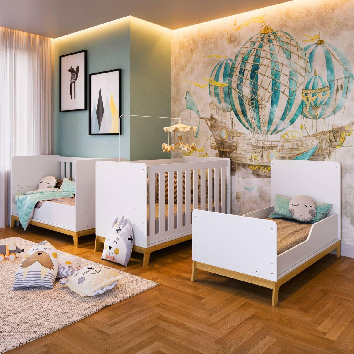 BE DESIGN - Cuna 3 funciones Honey blanco