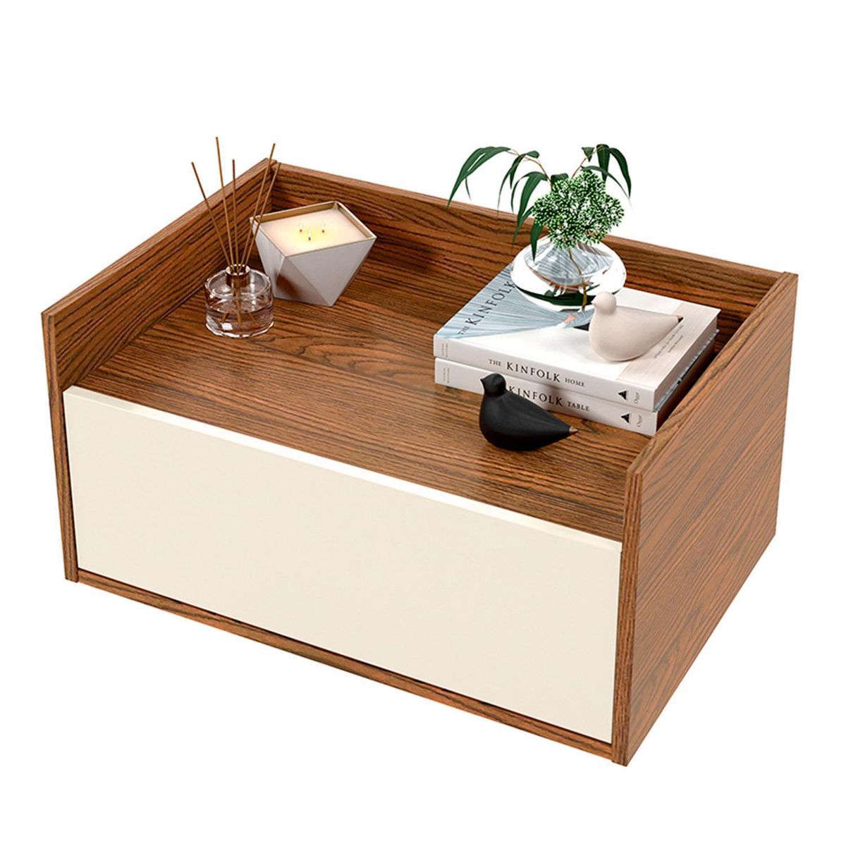 HOGA - Velador 1 Cajón(es) Alissa 60x30x40 cm Rustico