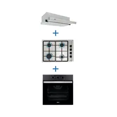TEKA - Combo Horno+Encimera a Gas 4P+campana extraible inoxidable