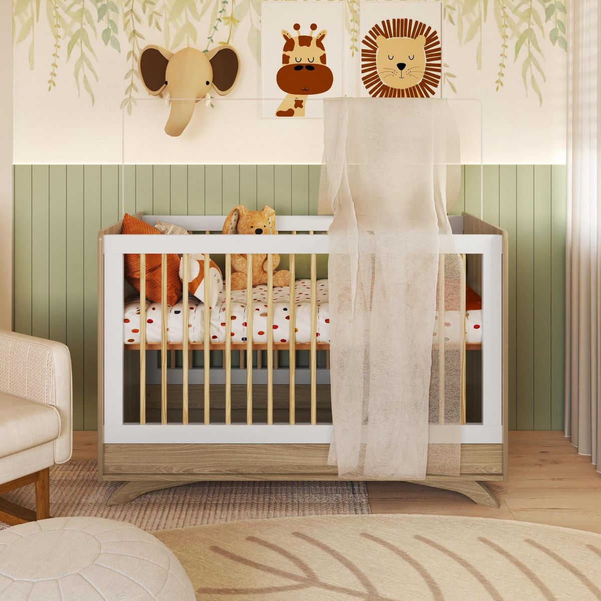 BE DESIGN - Cuna blanca miel 3 funciones Affet