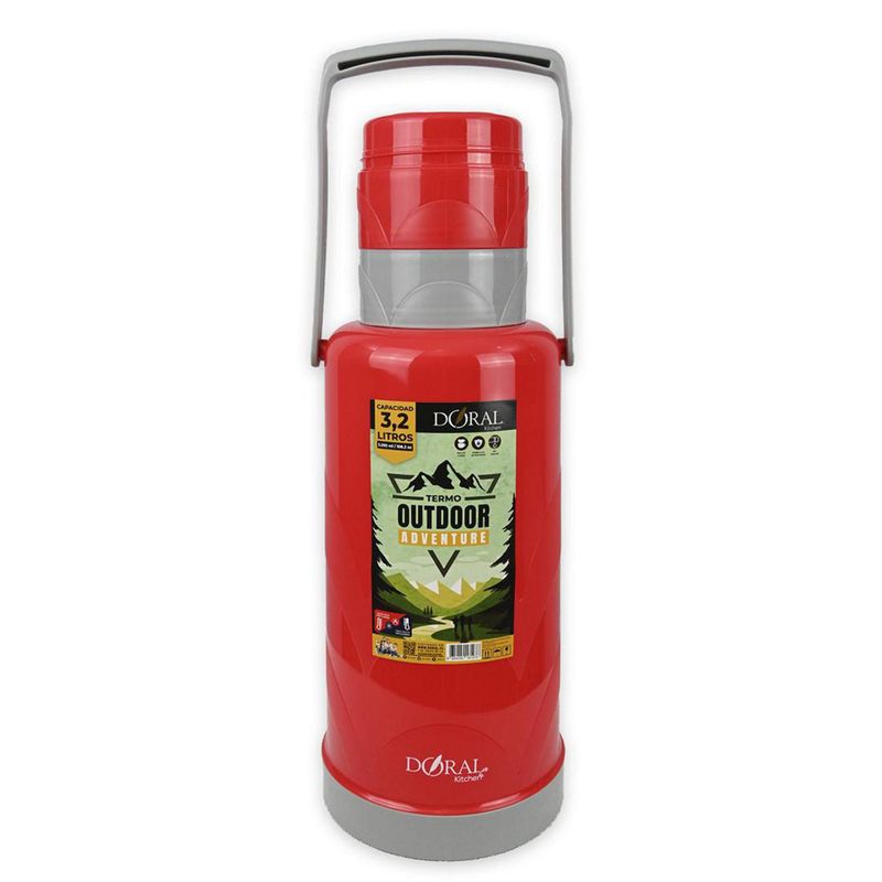 DORAL - Termo Outdoor 3.2 l Acero Inoxidable Rojo