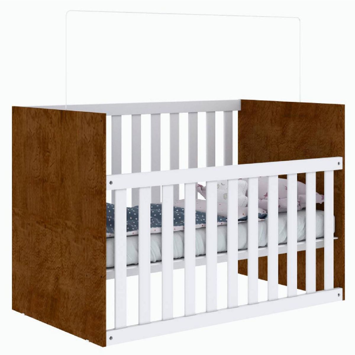 BE DESIGN - Cuna blanco café Gabi con barandas ajustables