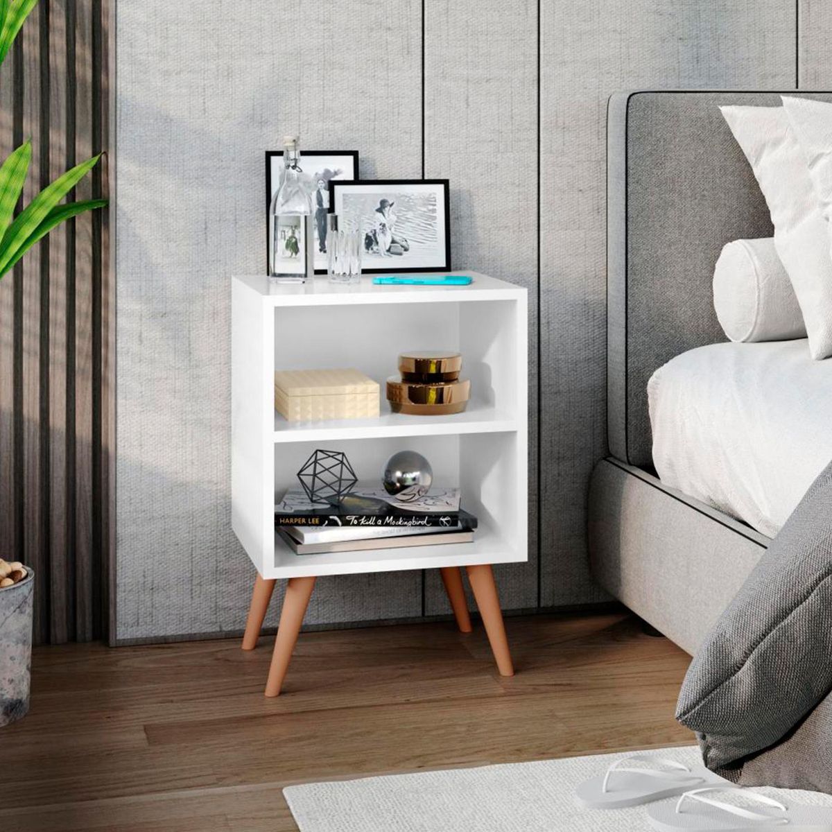 HOGA - Velador Urion 32x55x39 cm Blanco