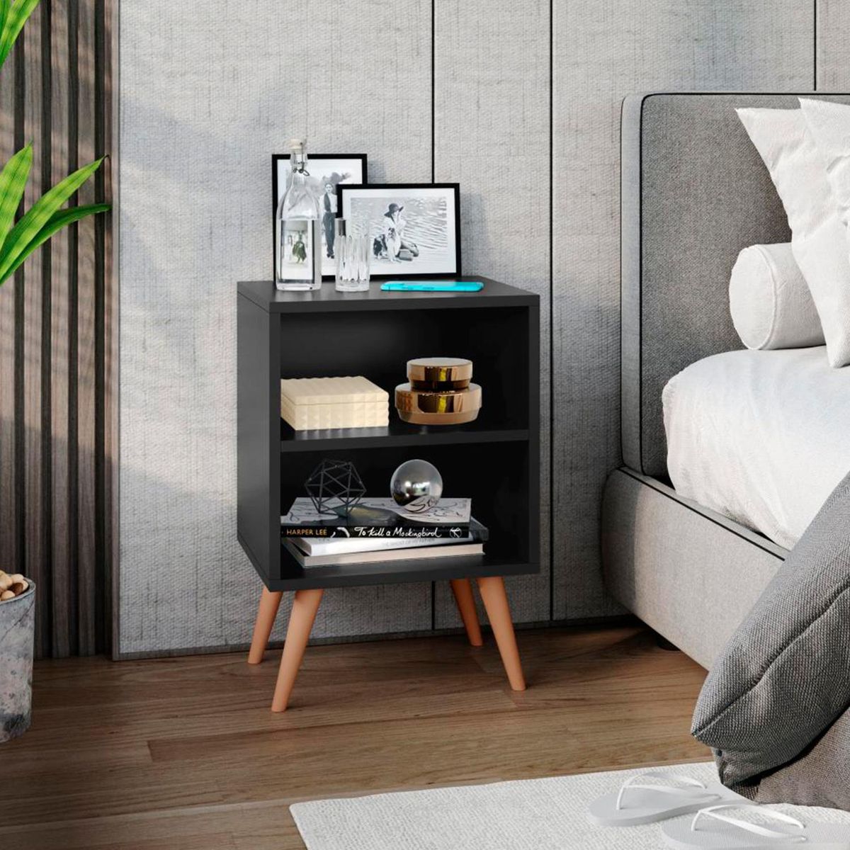 HOGA - Velador Urion 32x55x39 cm Negro