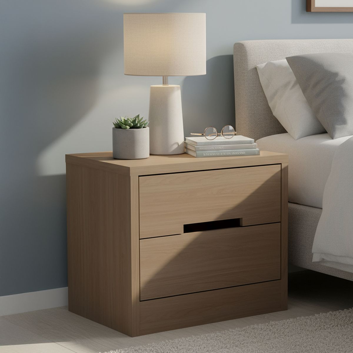 HOGA - Velador 2 Cajón(es) Capuccino 54x48x38 cm Capuccino