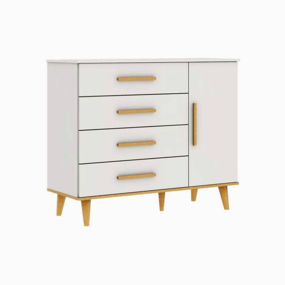 BE DESIGN - Cómoda 1 Puerta 4 Cajón(es) Ludmila 112x92x41 cm Blanco