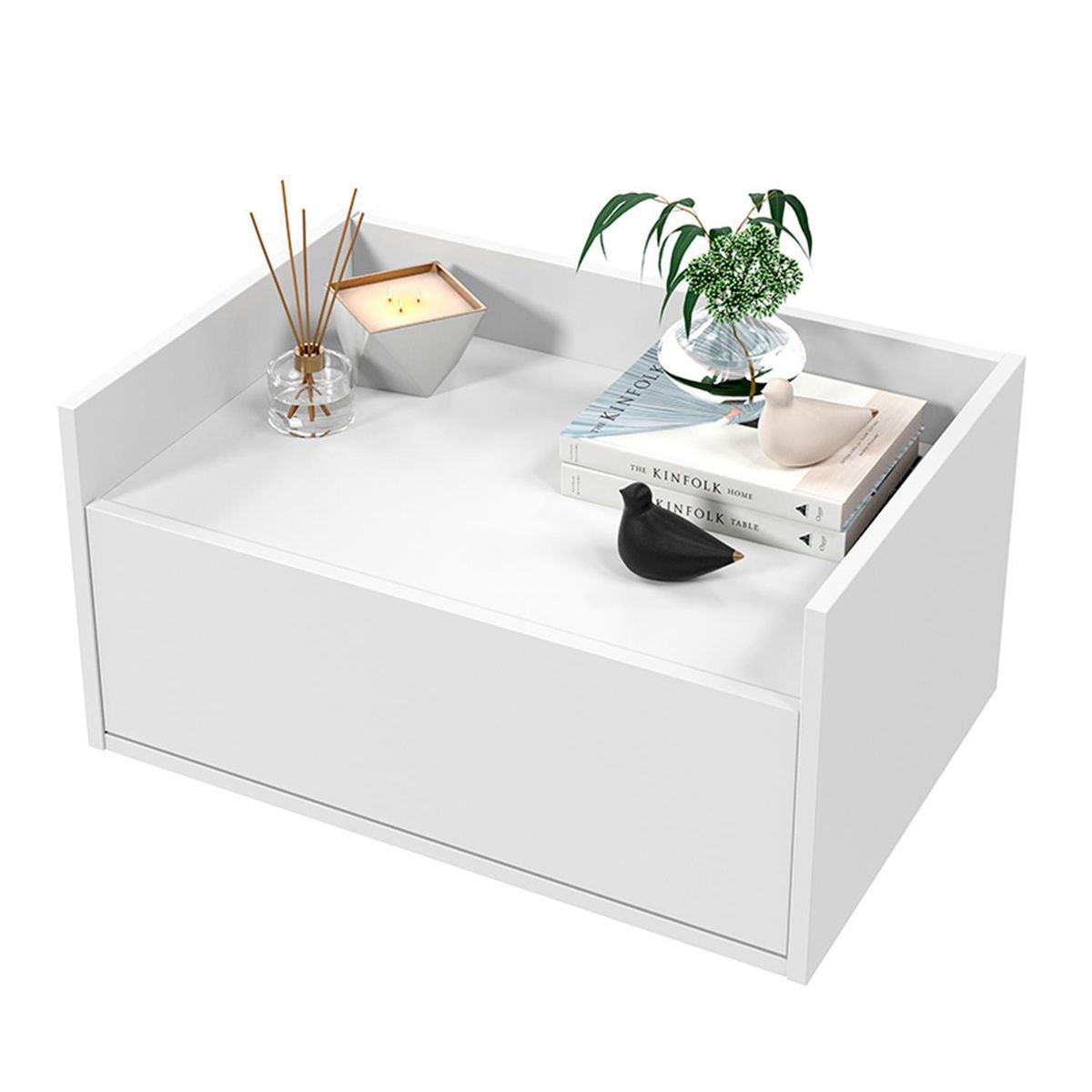 HOGA - Velador 1 Cajón(es) Alissa 60x30x40 cm Blanco