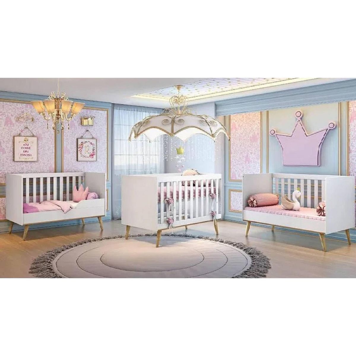 BE DESIGN - Cuna 3 funciones blanco miel Ludmila