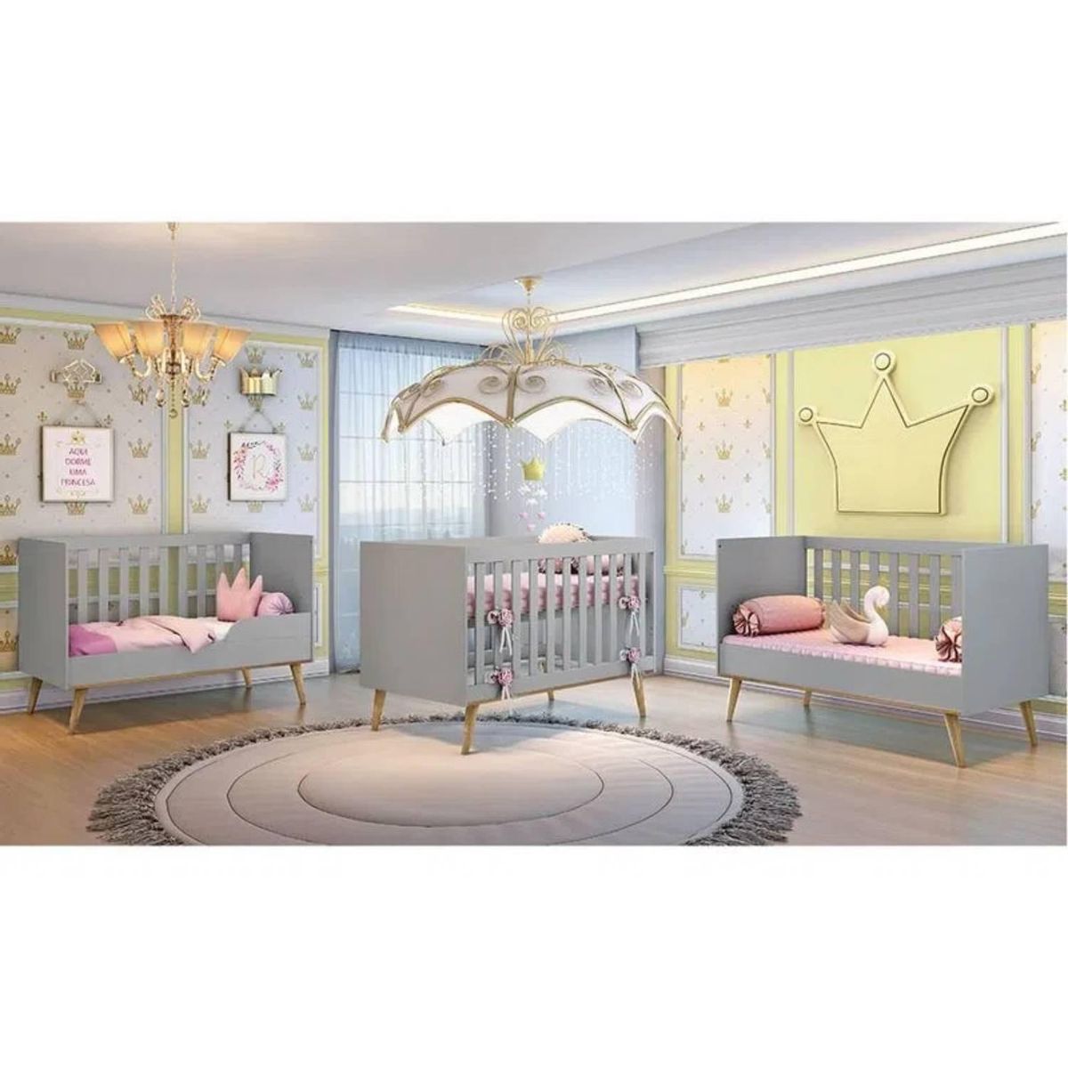 BE DESIGN - Cuna 3 funciones gris miel Ludmila