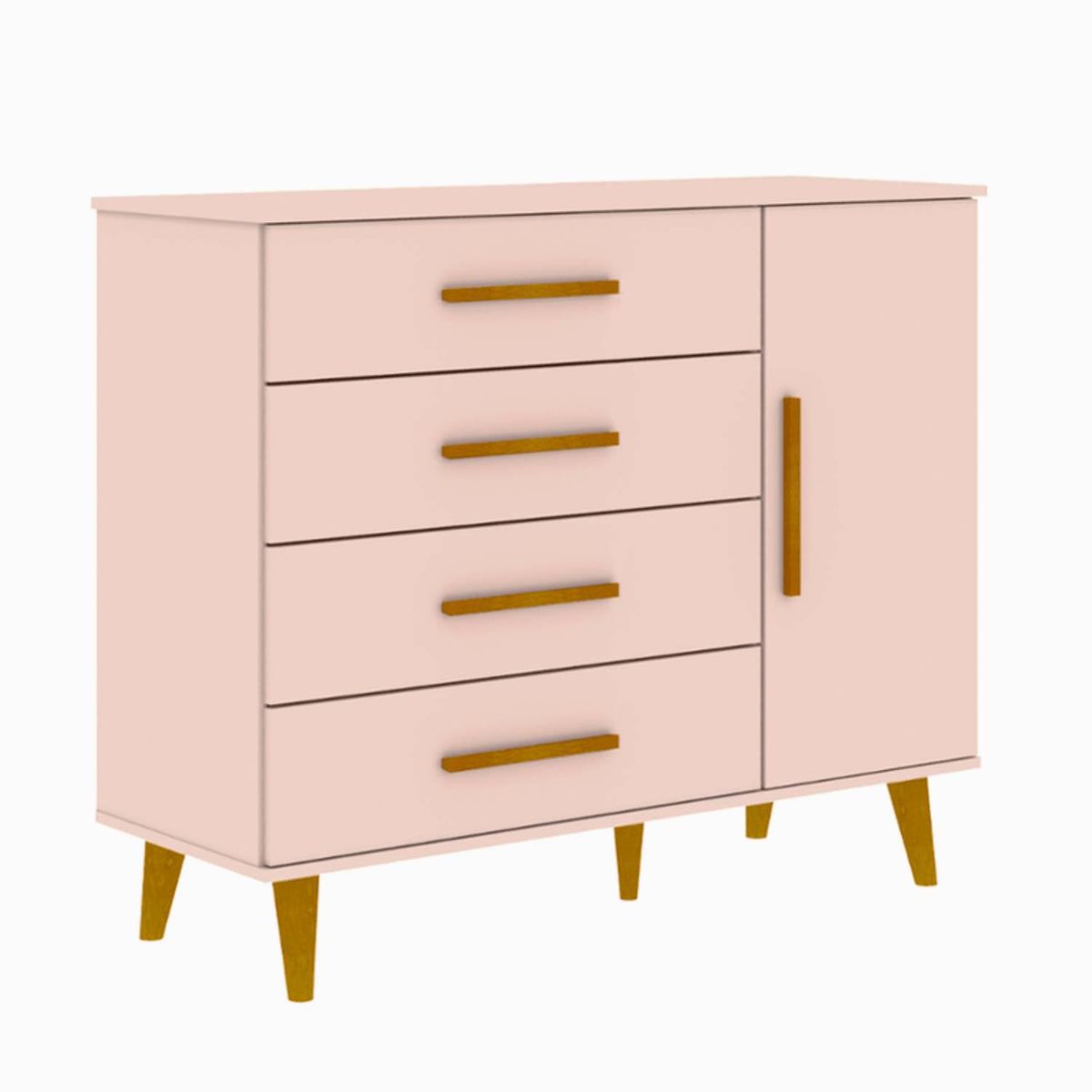 BE DESIGN - Cómoda 1 Puerta 4 Cajón(es) Ludmila 112x92x41 cm Rosado