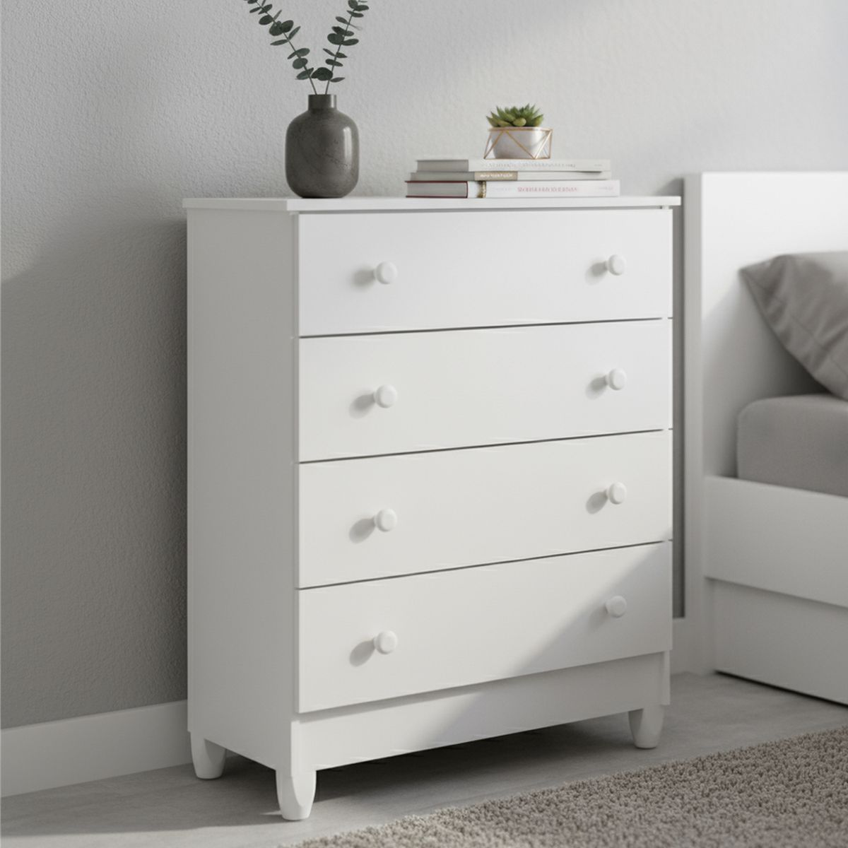 BE DESIGN - Cómoda 4 Cajón(es) Mel 64x92x43 cm Blanco