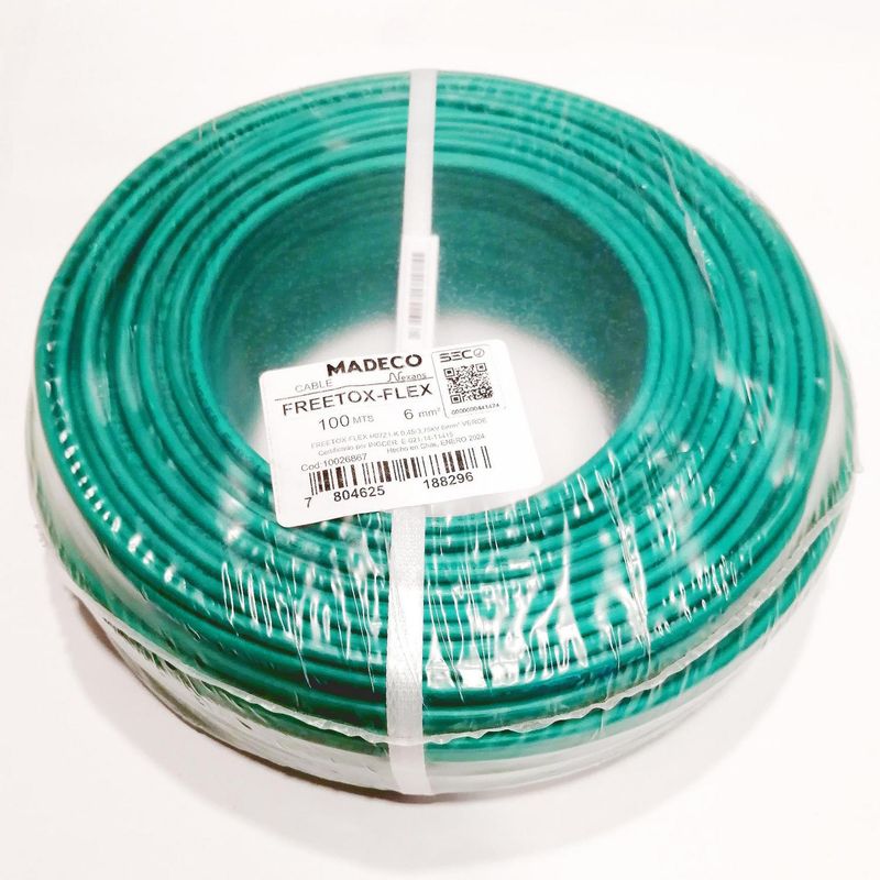 MADECO - Cable libre de halógenos H07Z1-K 6mm2 Verde 100 metros