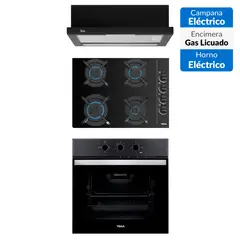 TEKA - Combo Horno+Encimera Cristalgas 4P+campana Extraible Negra