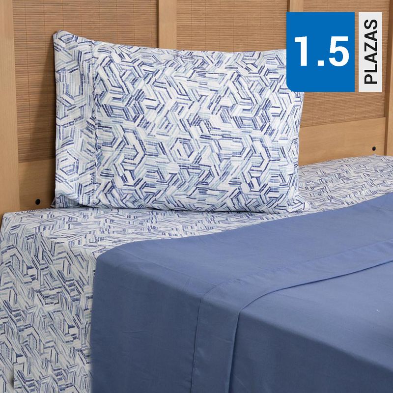 MASHINI - Set 2 Juegos de Sábana Combinadas Mf Plumetti1.5 Plazas Tunez