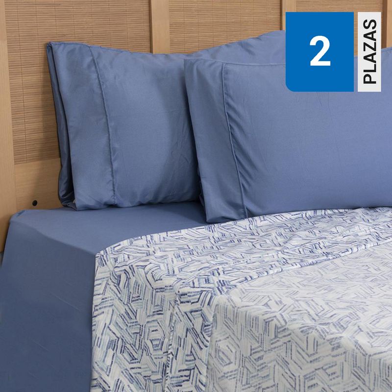 MASHINI - Set 2 Juegos de Sábana Combinadas Mf Plumetti 2 Plazas Tunez