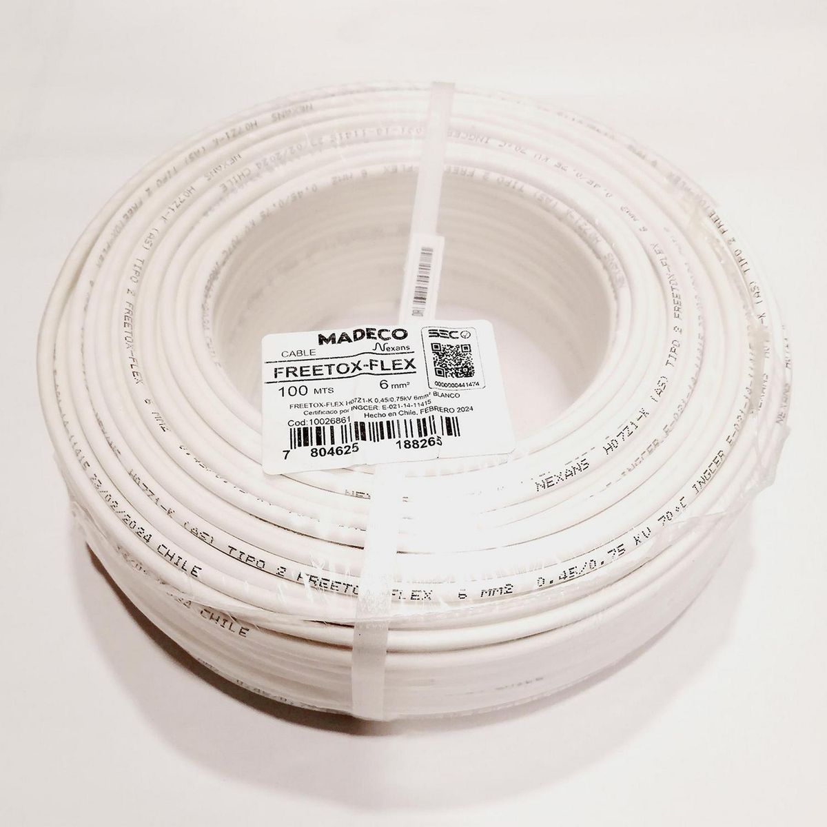 MADECO - Cable Libre de Halógenos H07Z1-K 1x6 mm2 Blanco 100 metro(s) 