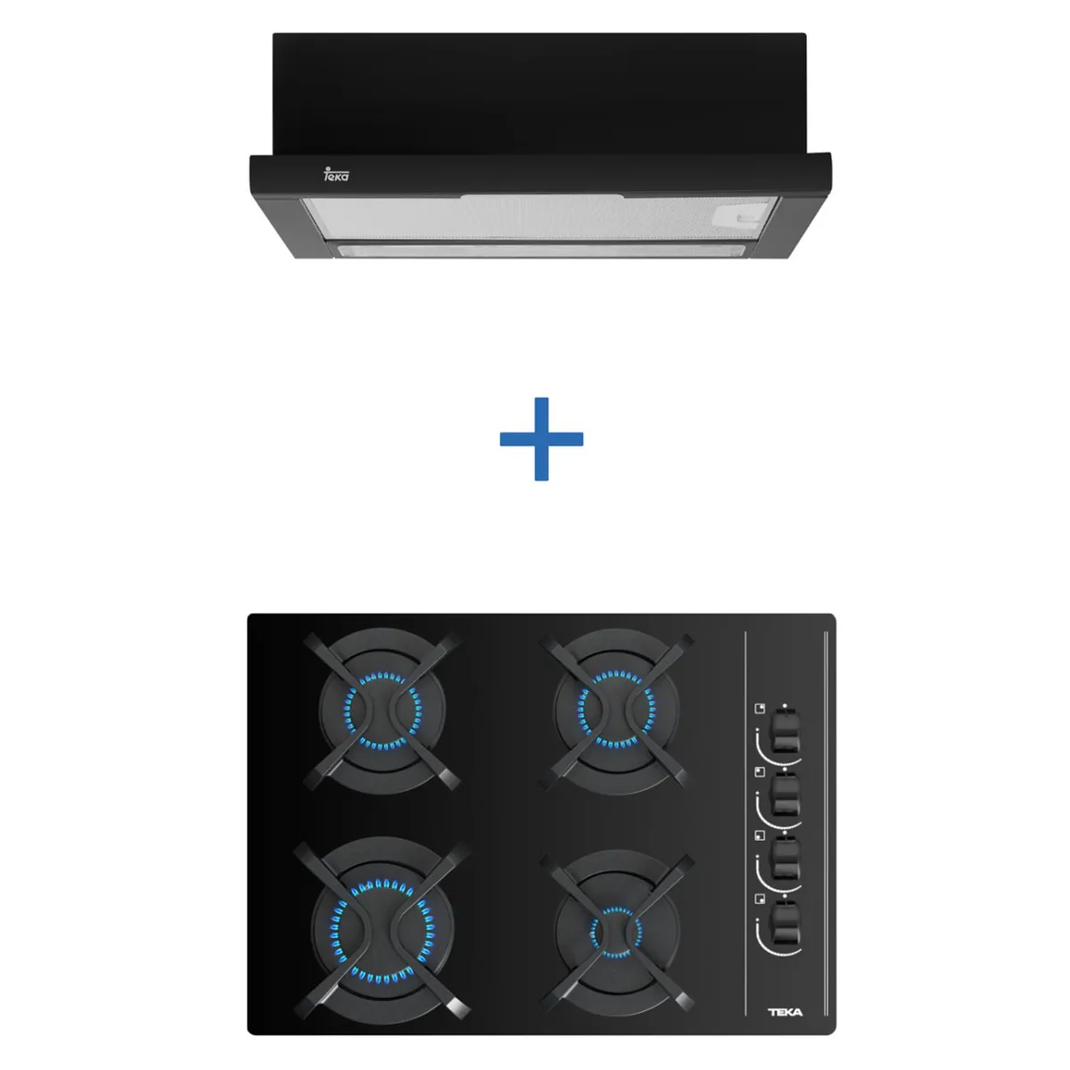 TEKA - Combo Encimera A Gas +Campana extraible Negra