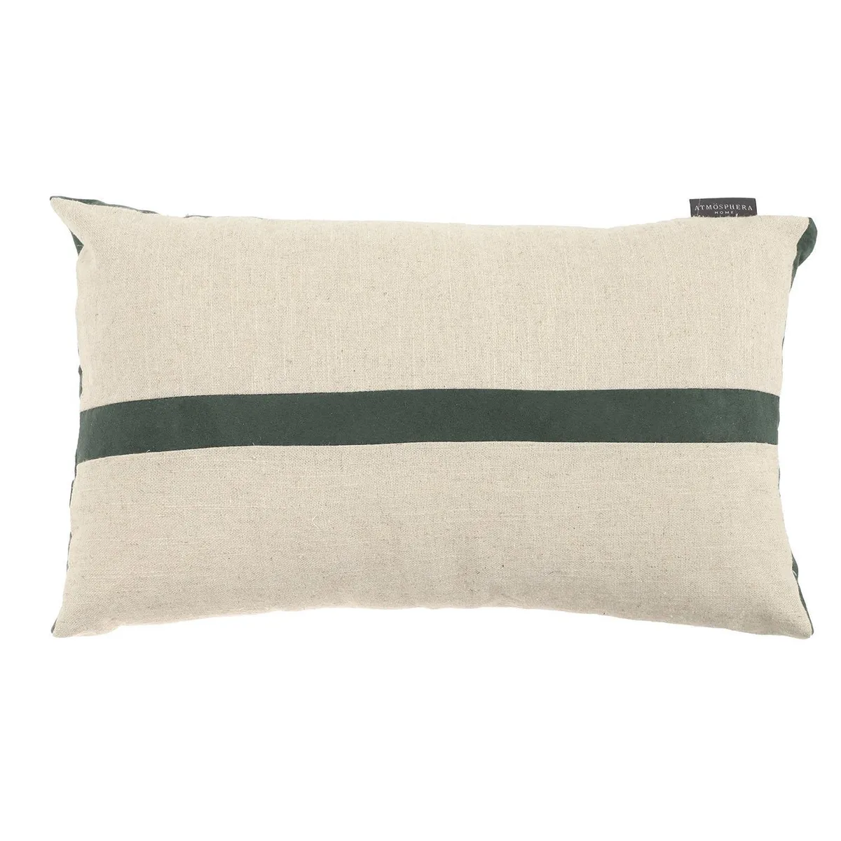 ATMOSPHERA HOME - Cojín Decorativo Lino Franja Romero Crudo Con Verde 50x35 cm