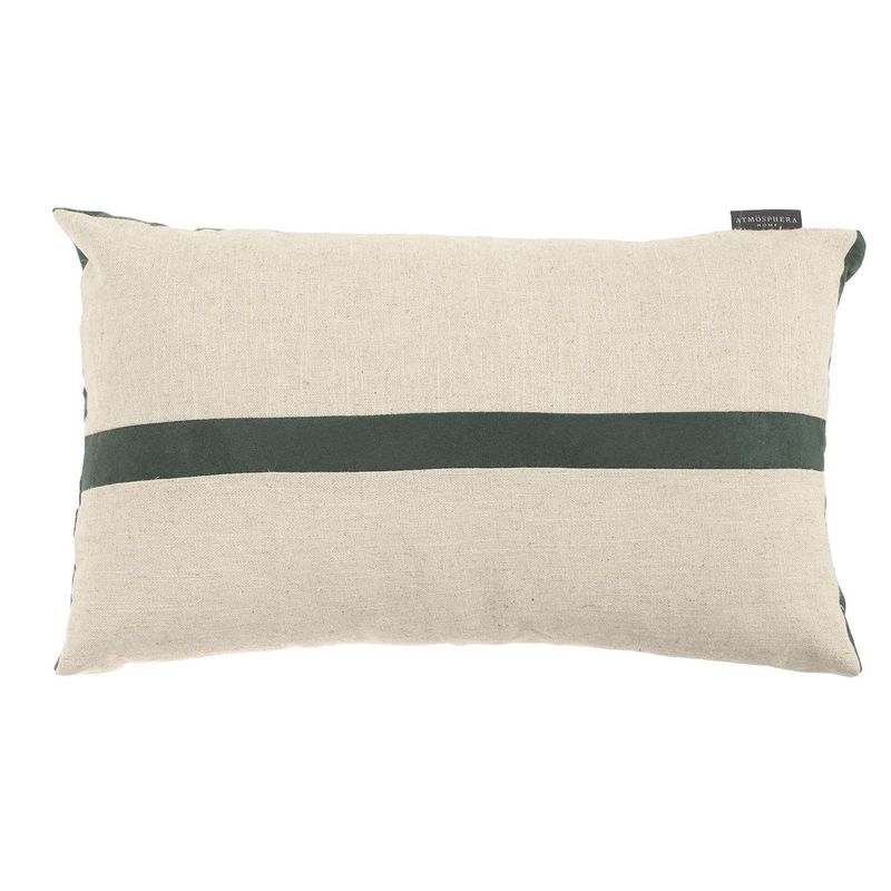 ATMOSPHERA HOME - Cojín Decorativo Lino Franja Romero Crudo Con Verde 50x35 cm
