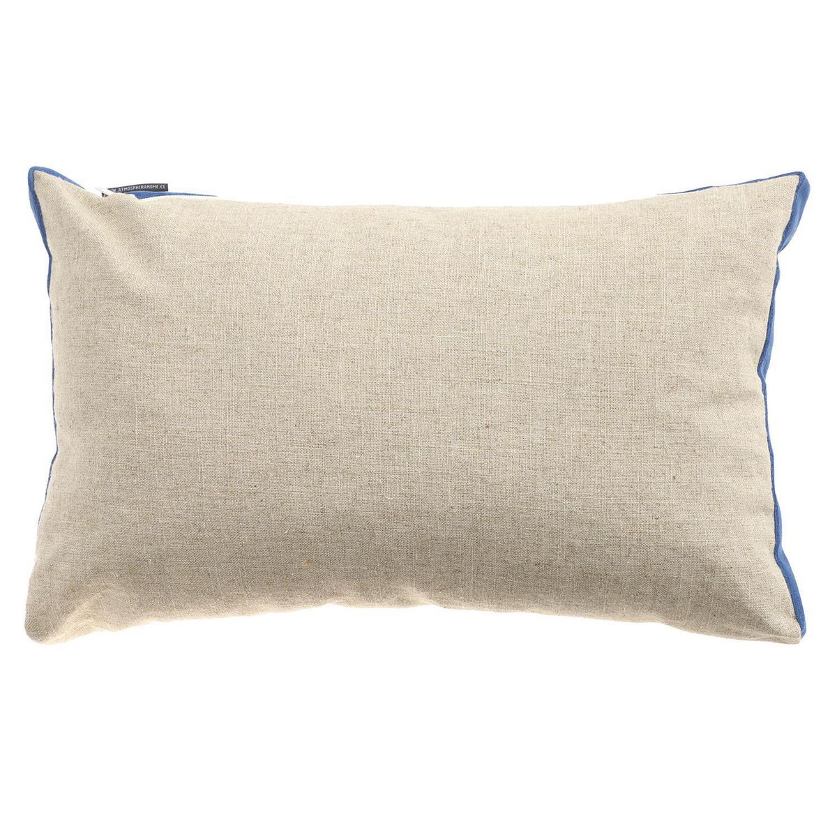 ATMOSPHERA HOME - Cojín Decorativo Lino Franja Crudo Con Azul 50x35 cm