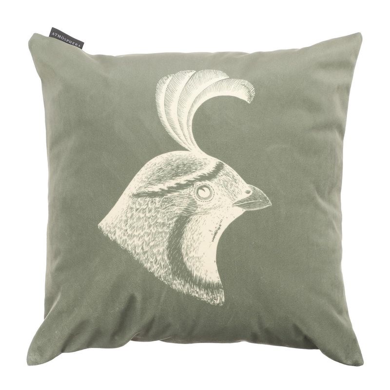 ATMOSPHERA HOME - Cojín Decorativo Codorniz 45x45 cm Crudo y Verde