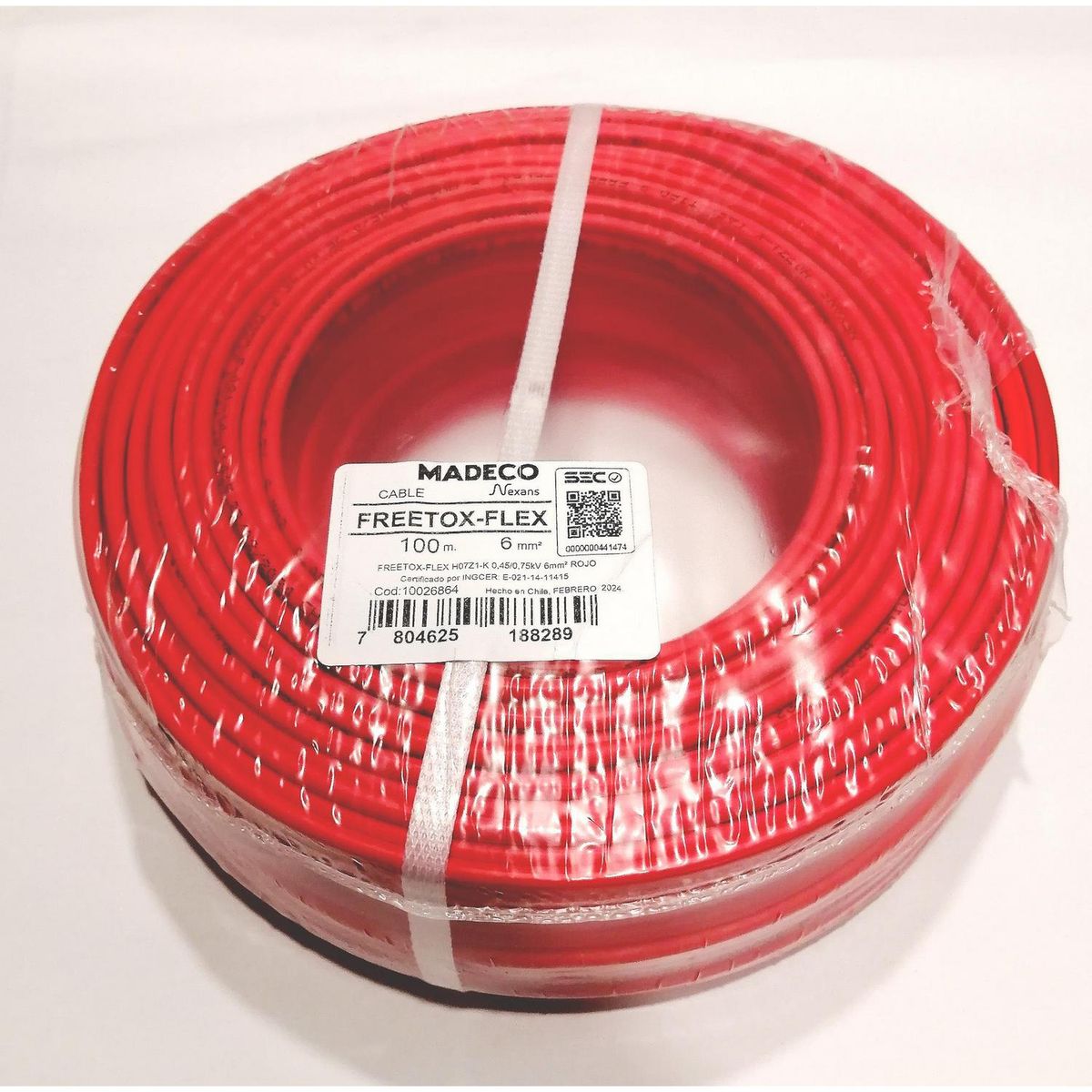 MADECO - Cable Libre de Halógenos H07Z1-K 1x6 mm2 Rojo 100 metro(s) 